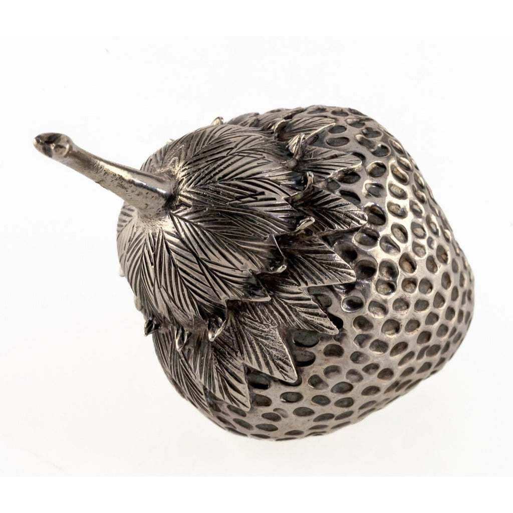 Lot of Two Silverplate Fruit Paperweights Lemon and Strawberry