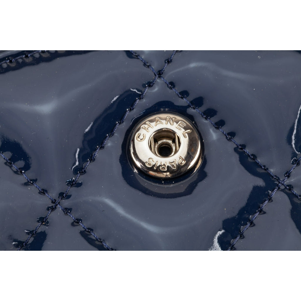Chanel Jumbo Flap Bag Navy Blue Patent Leather 14B Box, Dust Bag, Card A58600