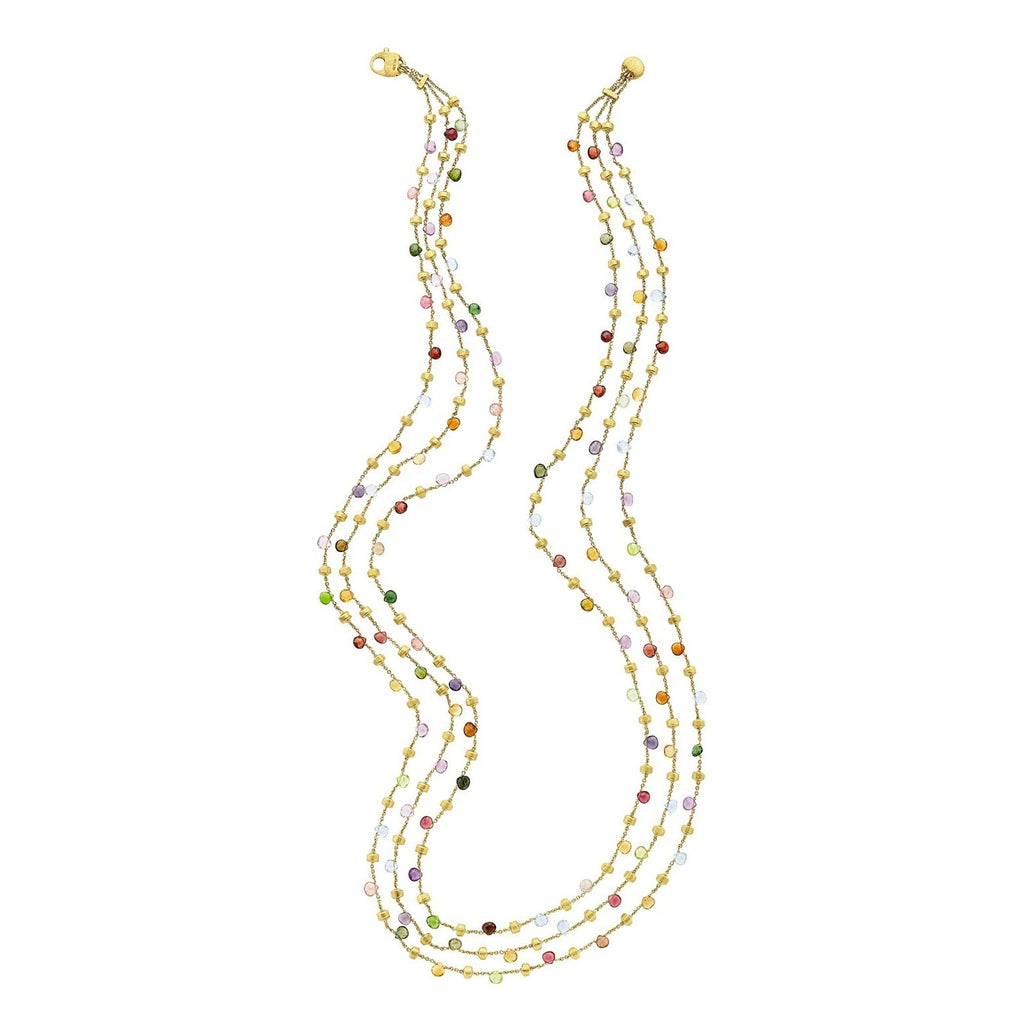 Marco Bicego 18k Yellow Gold Multi-Gemstone 3-Strand Necklace, Length 29", 55.7g.