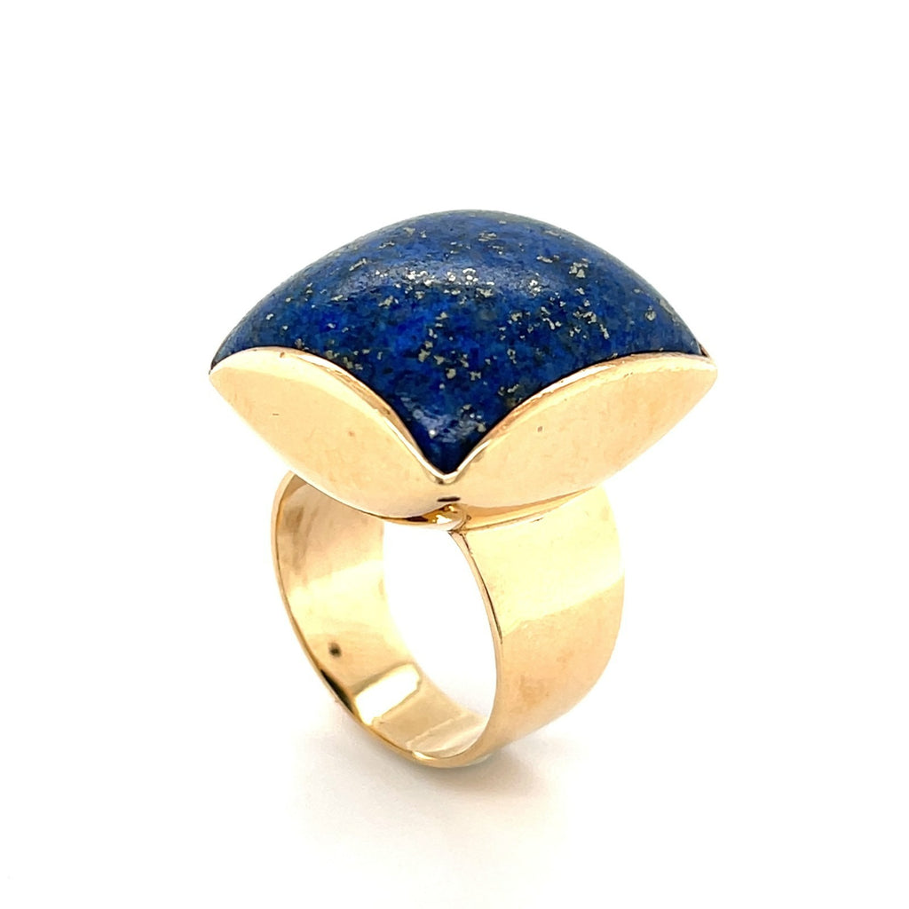 14K Yellow Gold Lapis Lazuli, Diamond, and Sapphire Jewelry Suite