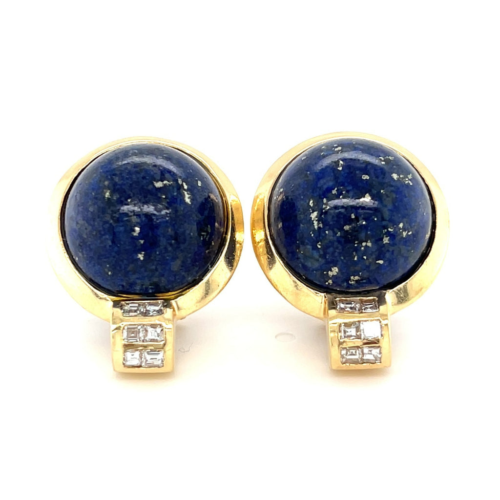 14K Yellow Gold Lapis Lazuli, Diamond, and Sapphire Jewelry Suite