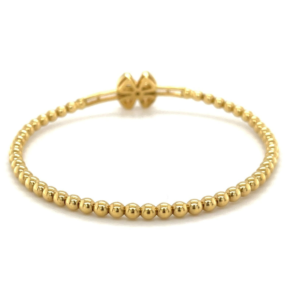 18k Yellow Gold & 0.40ct Diamond Beaded Stretch Flower Slider Bracelet, Size 7.5