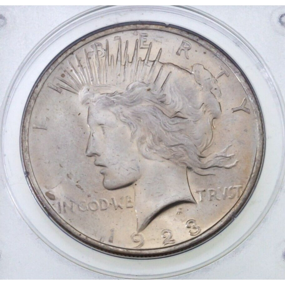 1923 $1 Silver Peace Dollar Graded by PCGS as MS-63 Old Holder
