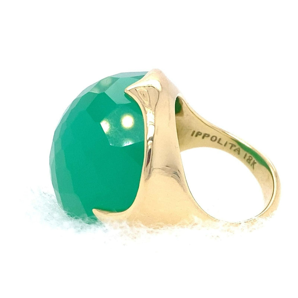 Ippolita 18ct Gold Rock Candy "Prince" Green Chaledony Ring Size: 7 24.0g