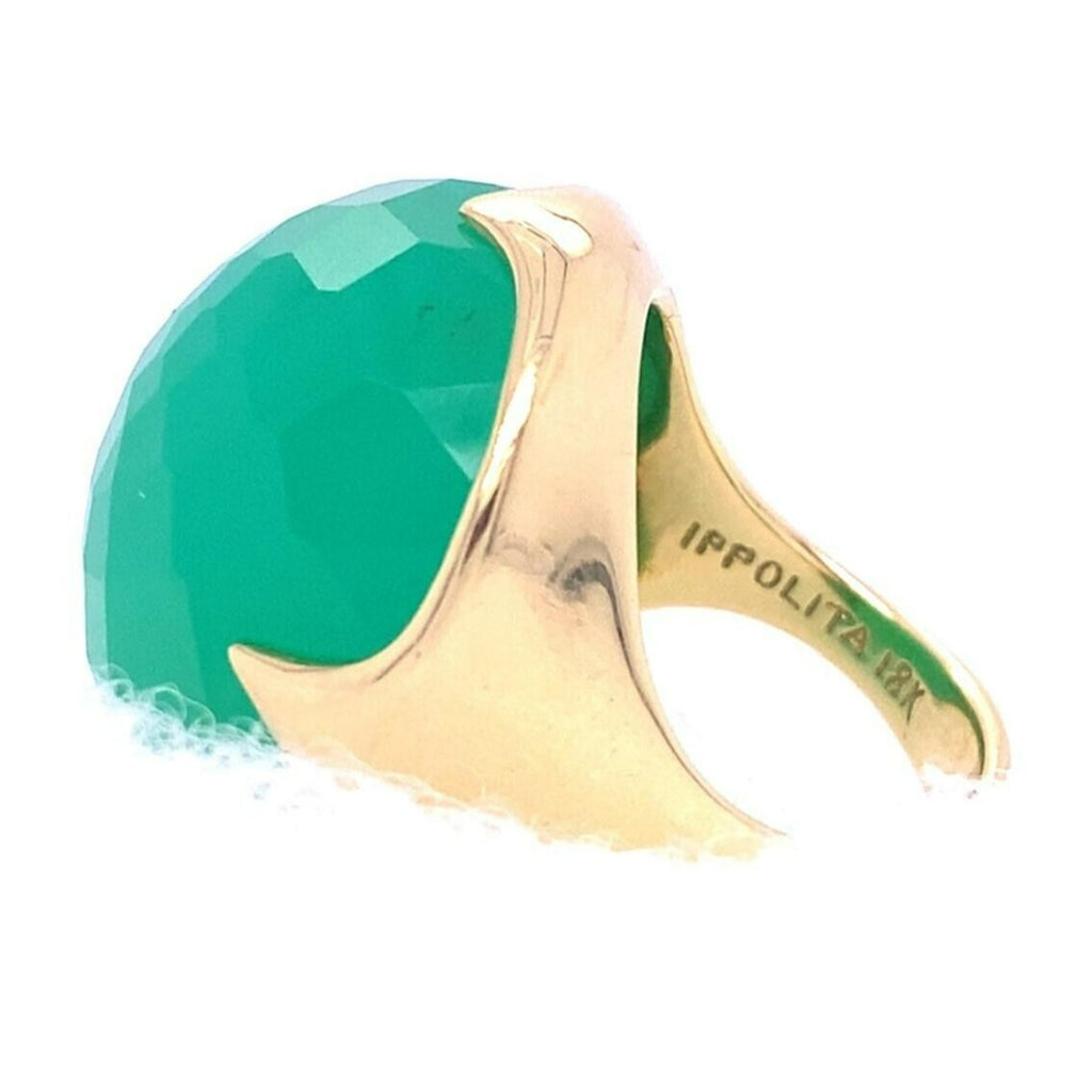 Ippolita 18ct Gold Rock Candy "Prince" Green Chaledony Ring Size: 7 24.0g