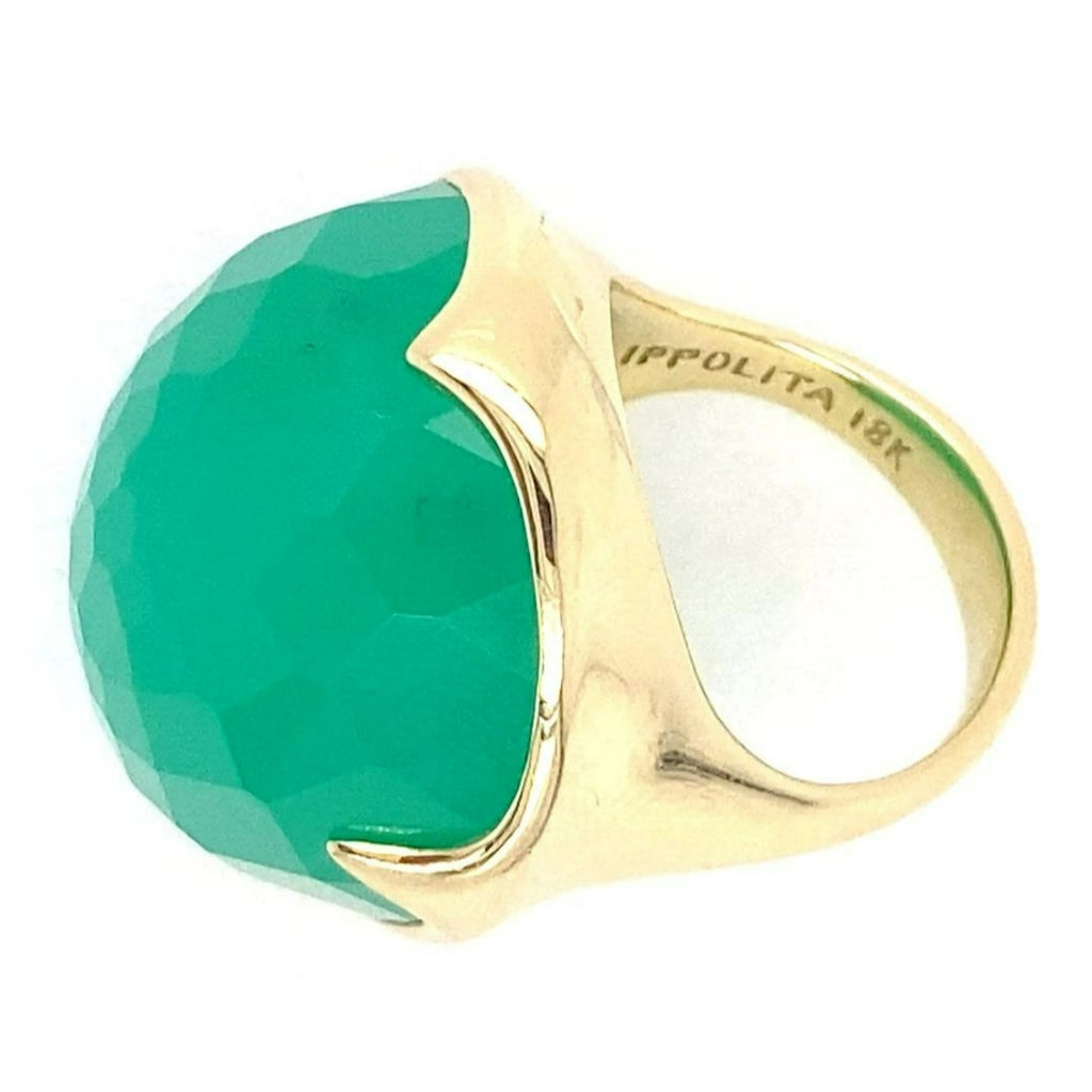 Ippolita 18ct Gold Rock Candy "Prince" Green Chaledony Ring Size: 7 24.0g