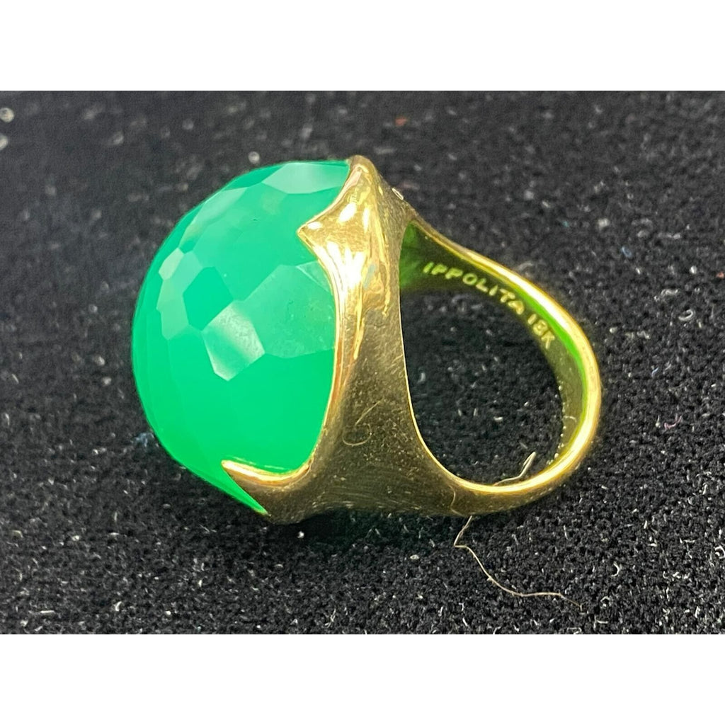 Ippolita 18ct Gold Rock Candy "Prince" Green Chaledony Ring Size: 7 24.0g