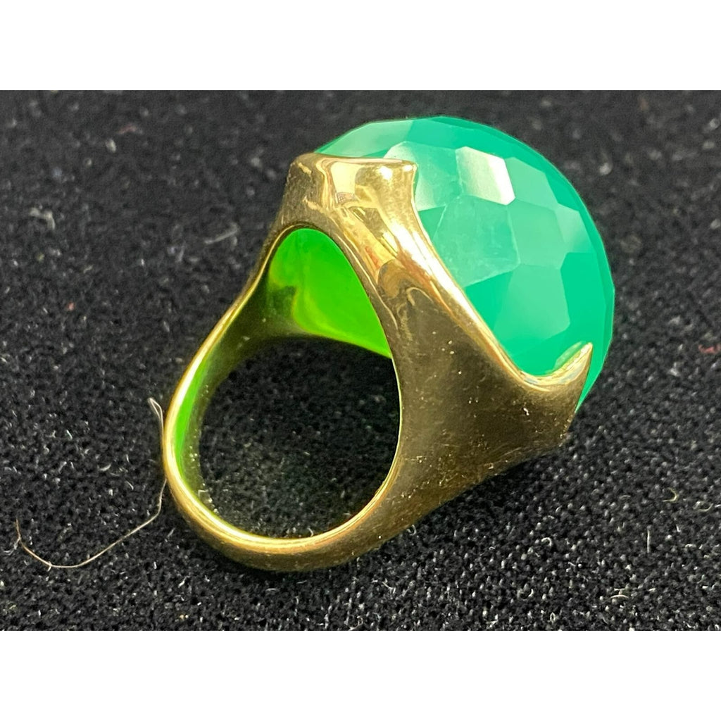 Ippolita 18ct Gold Rock Candy "Prince" Green Chaledony Ring Size: 7 24.0g