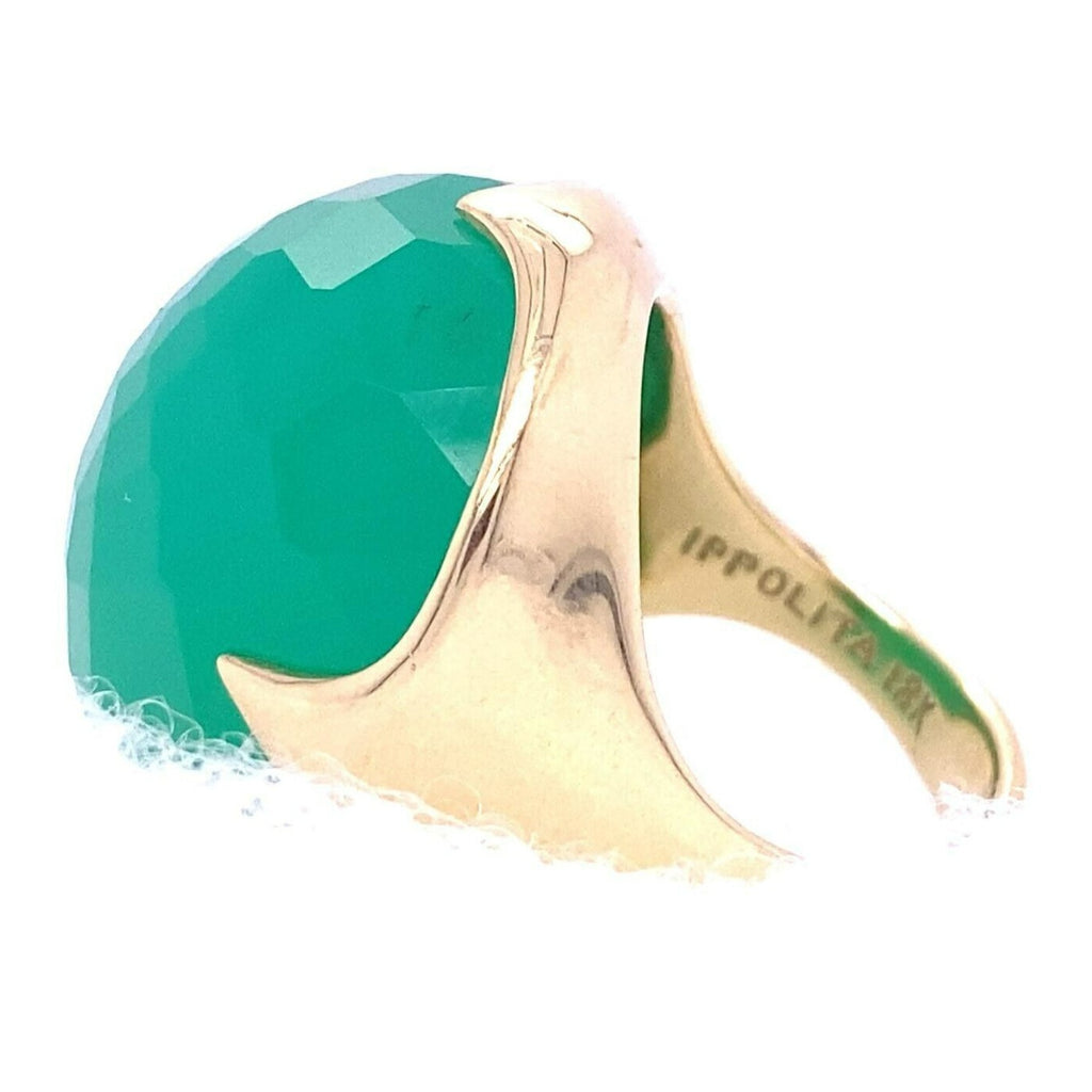 Ippolita 18ct Gold Rock Candy "Prince" Green Chaledony Ring Size: 7 24.0g