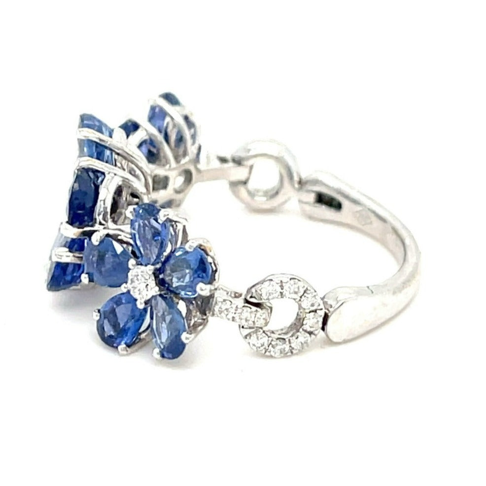Jovane 18k White Gold 3.5ct Sapphire and Diamond Flower Ring Size 6.75 4.7g