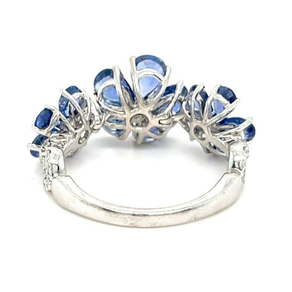 Jovane 18k White Gold 3.5ct Sapphire and Diamond Flower Ring Size 6.75 4.7g