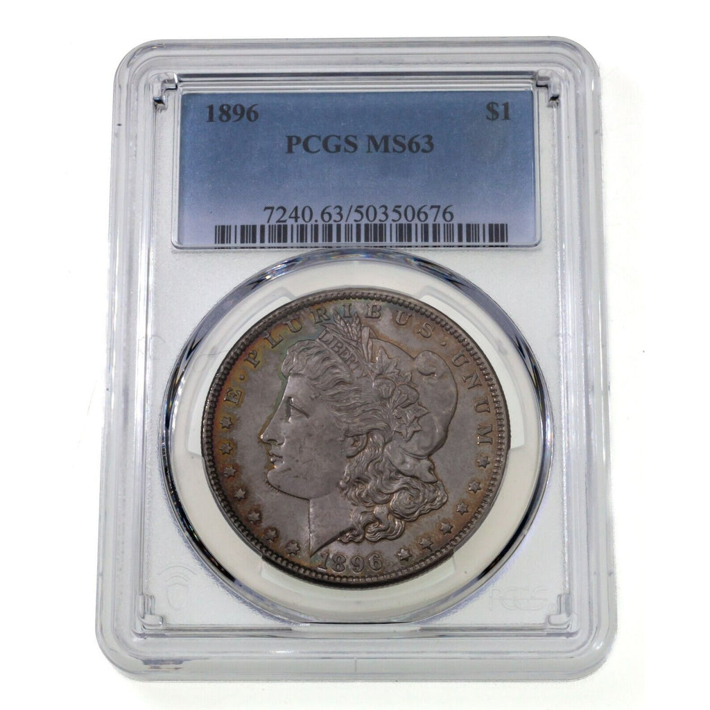 1896 $1 Silver Morgan Dollar Graded by PCGS as MS63! Cool Rim Toning!