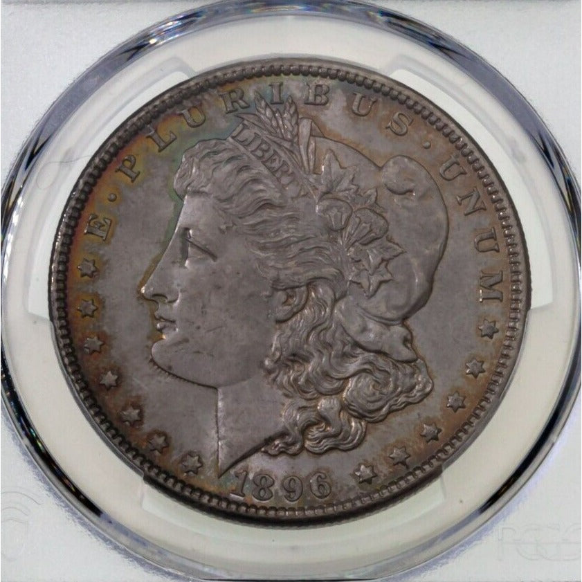 1896 $1 Silver Morgan Dollar Graded by PCGS as MS63! Cool Rim Toning!