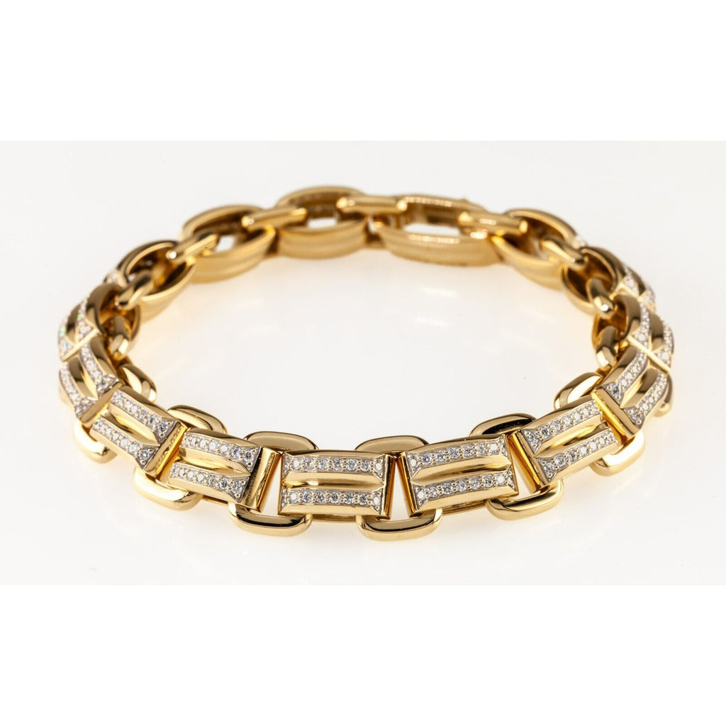 David Yurman 18k Yellow Gold Deco Beveled Link Bracelet Large 1.93 Ct Ret $21500