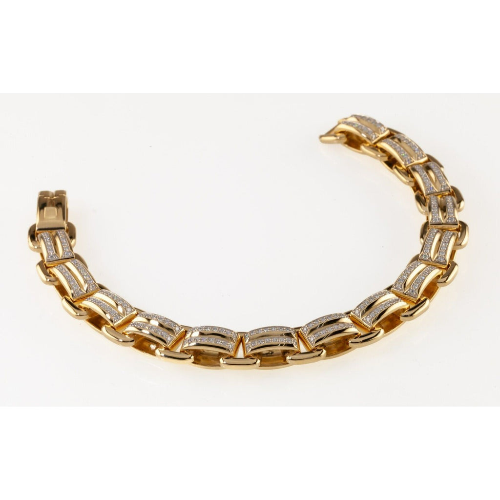 David Yurman 18k Yellow Gold Deco Beveled Link Bracelet Large 1.93 Ct Ret $21500