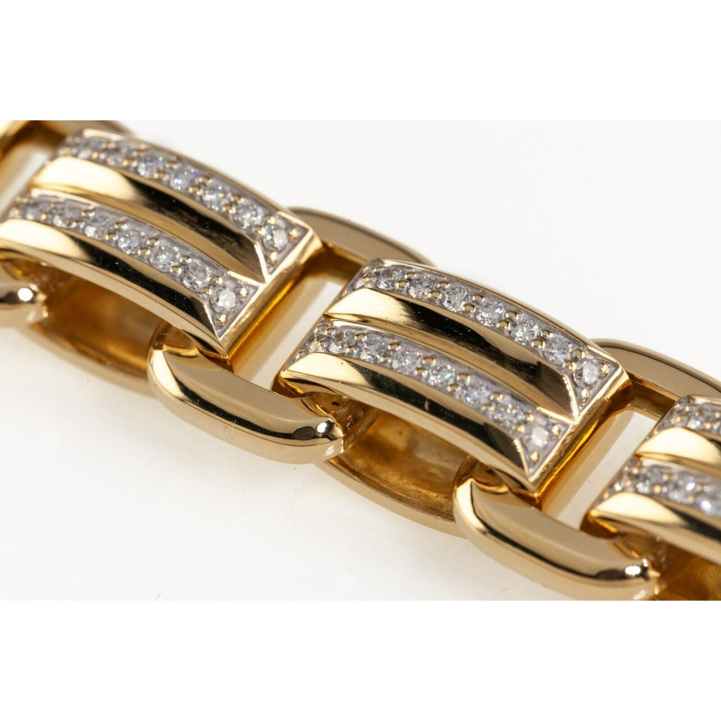 David Yurman 18k Yellow Gold Deco Beveled Link Bracelet Large 1.93 Ct Ret $21500