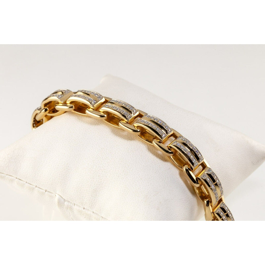 David Yurman 18k Yellow Gold Deco Beveled Link Bracelet Large 1.93 Ct Ret $21500