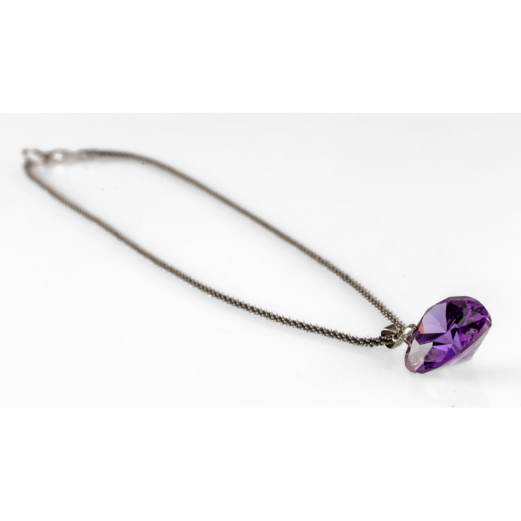 Gorgeous Sterling Silver Floating Amethyst Heart Pendant 16"