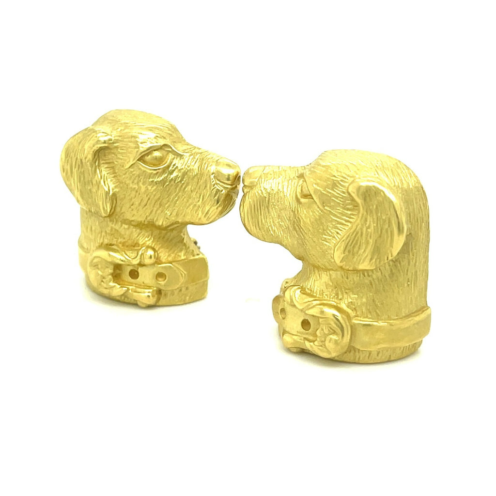 Kieselstein-Cord 18k Yellow Gold Dog Labrador Retriever Ear Clips 1989
