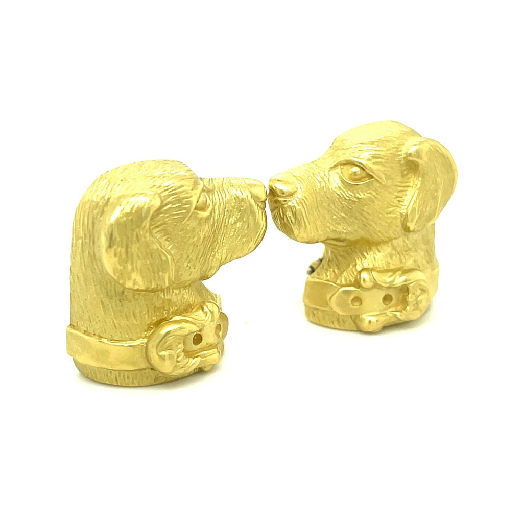 Kieselstein-Cord 18k Yellow Gold Dog Labrador Retriever Ear Clips 1989