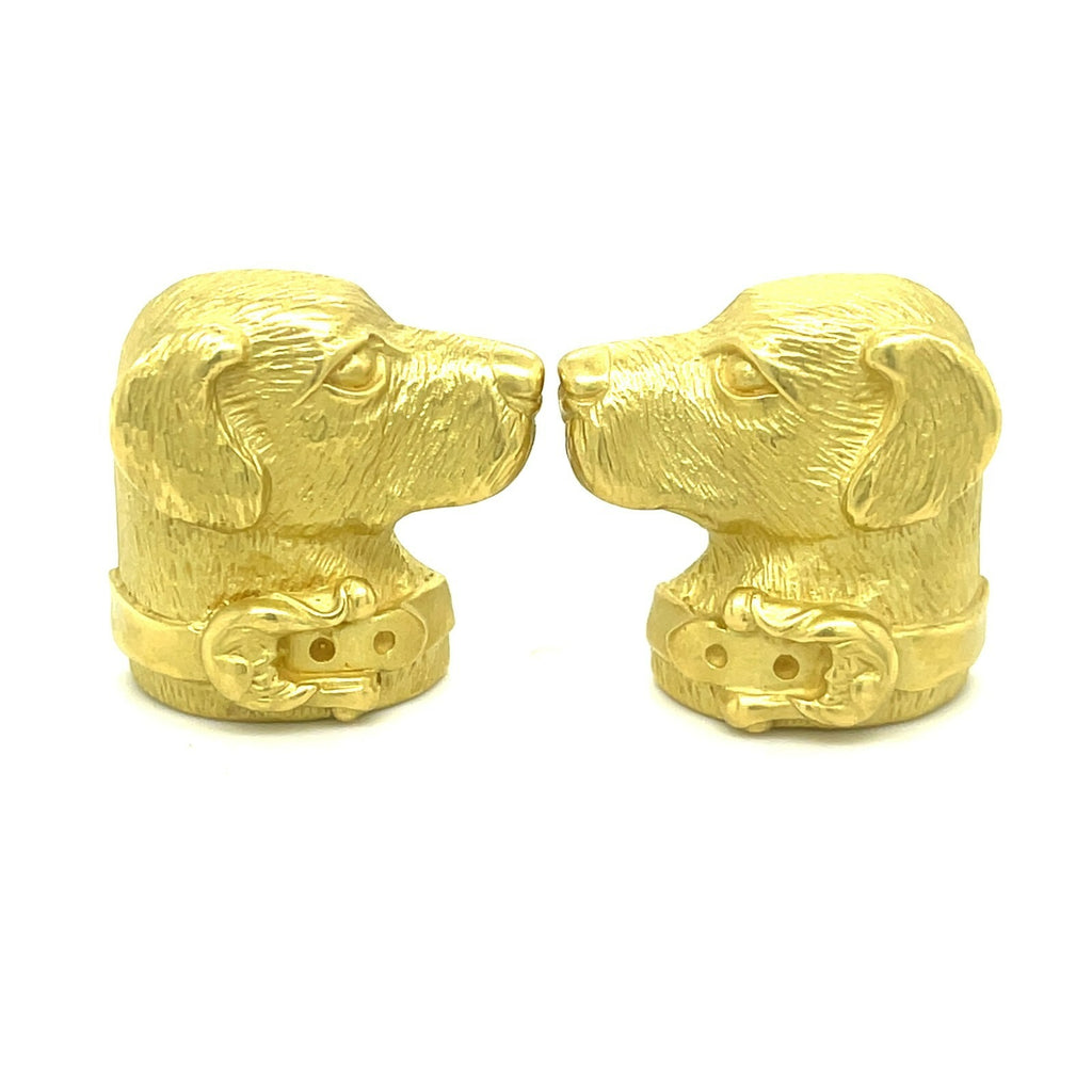 Kieselstein-Cord 18k Yellow Gold Dog Labrador Retriever Ear Clips 1989