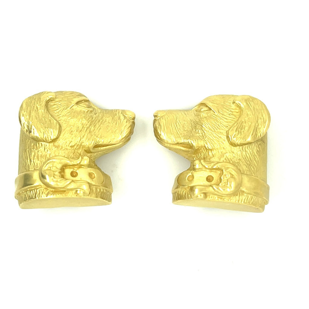 Kieselstein-Cord 18k Yellow Gold Dog Labrador Retriever Ear Clips 1989