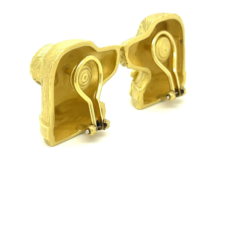 Kieselstein-Cord 18k Yellow Gold Dog Labrador Retriever Ear Clips 1989