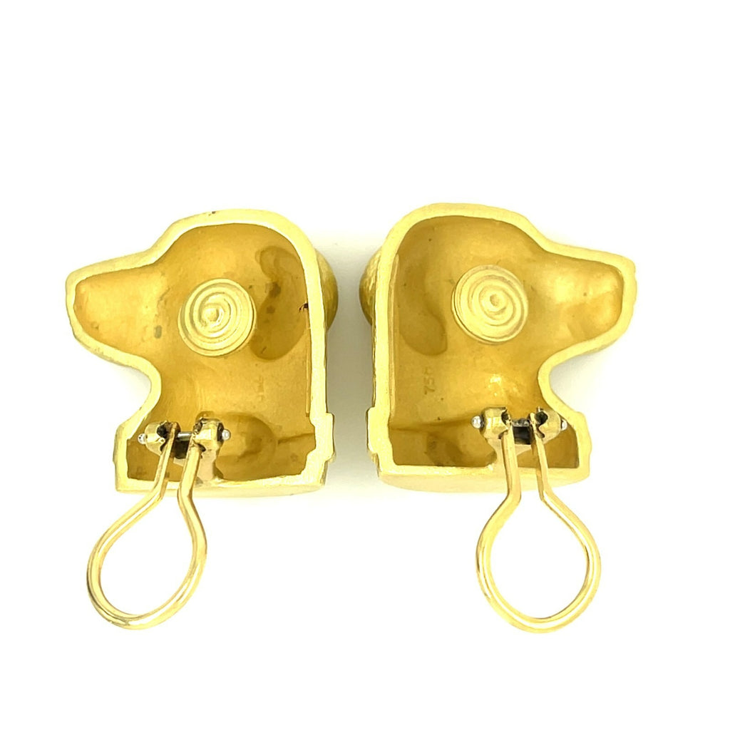 Kieselstein-Cord 18k Yellow Gold Dog Labrador Retriever Ear Clips 1989