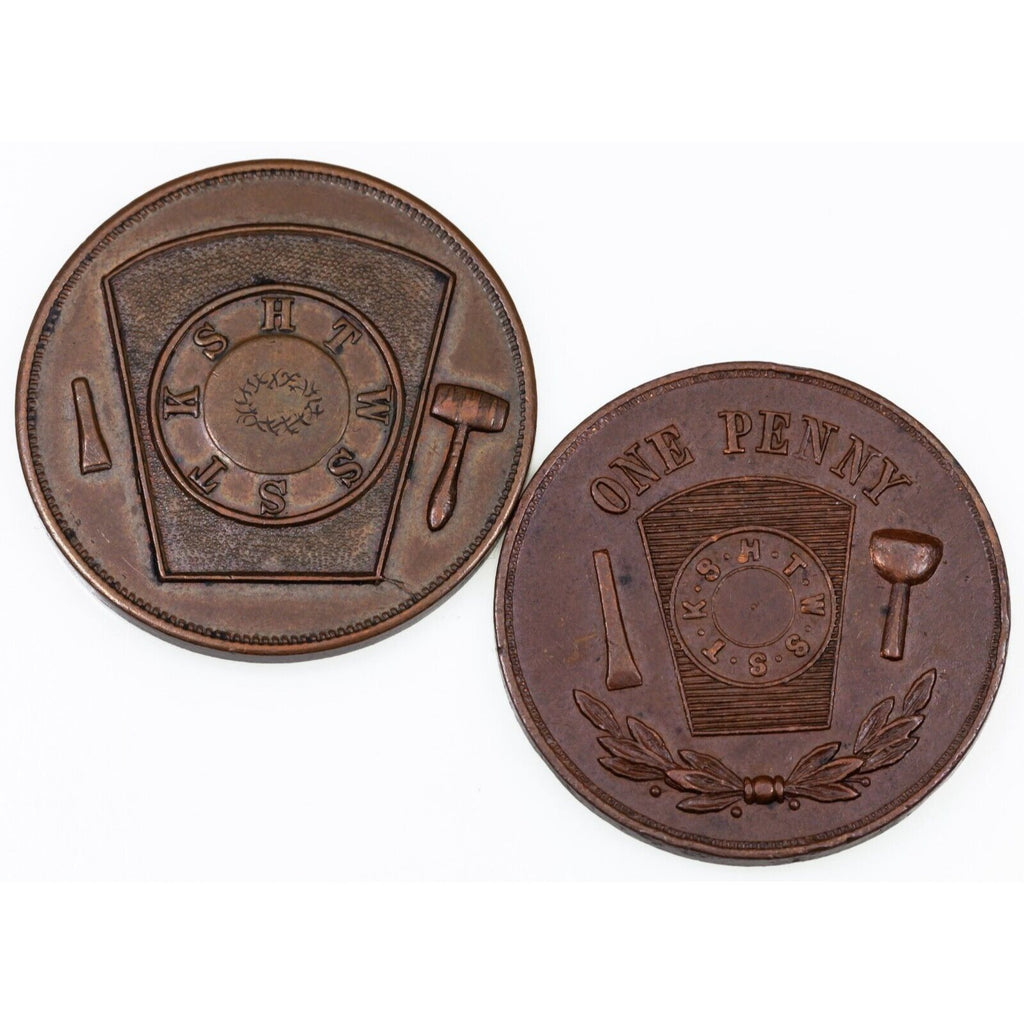 Masonic One Penny Lot of 4 Tokens, Midway, Keystone, Garfield