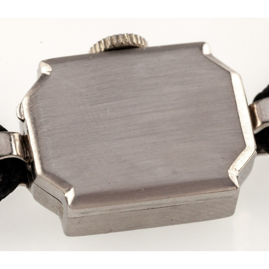 Croton 10k White Gold Women's Diamond Hand-Winding Watch w/ Cord Band