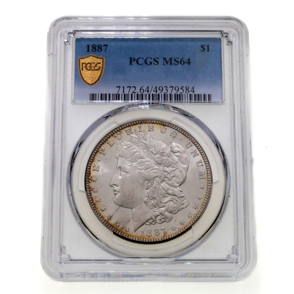 1887 $1 Silver Morgan Dollar Graded by PCGS as MS-64