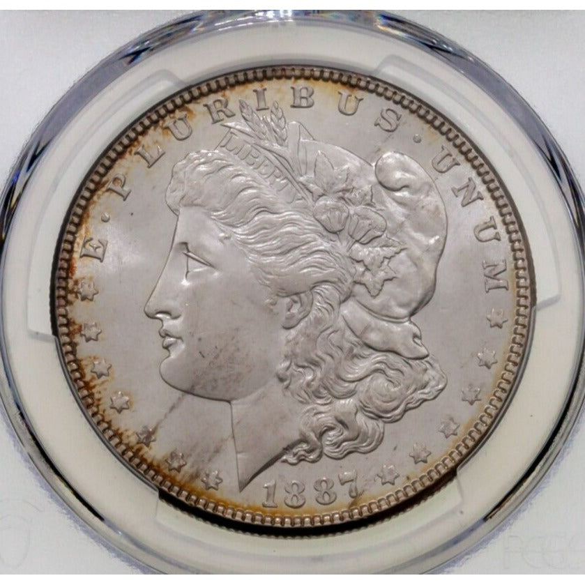 1887 $1 Silver Morgan Dollar Graded by PCGS as MS-64