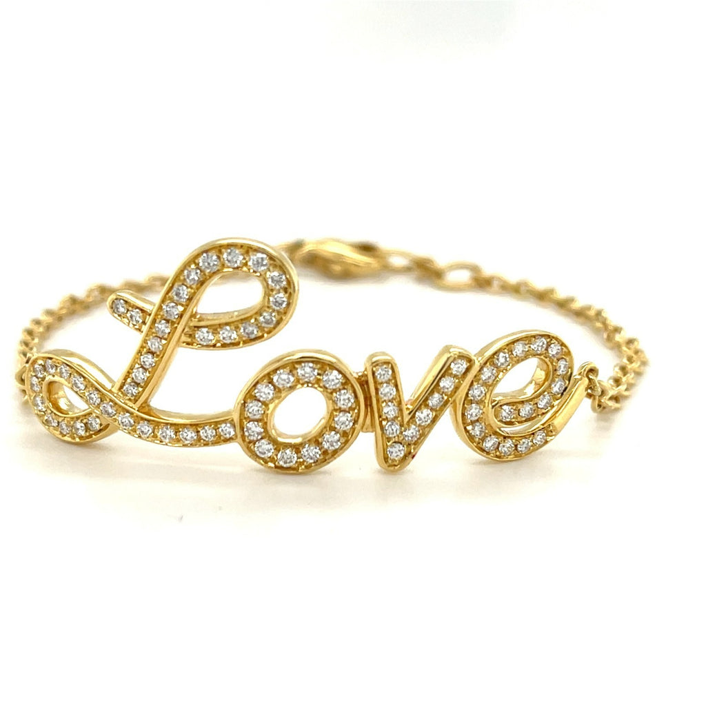Roberto Casarin 18k Yellow Gold & Diamond Love Chain Bracelet, Size 7"