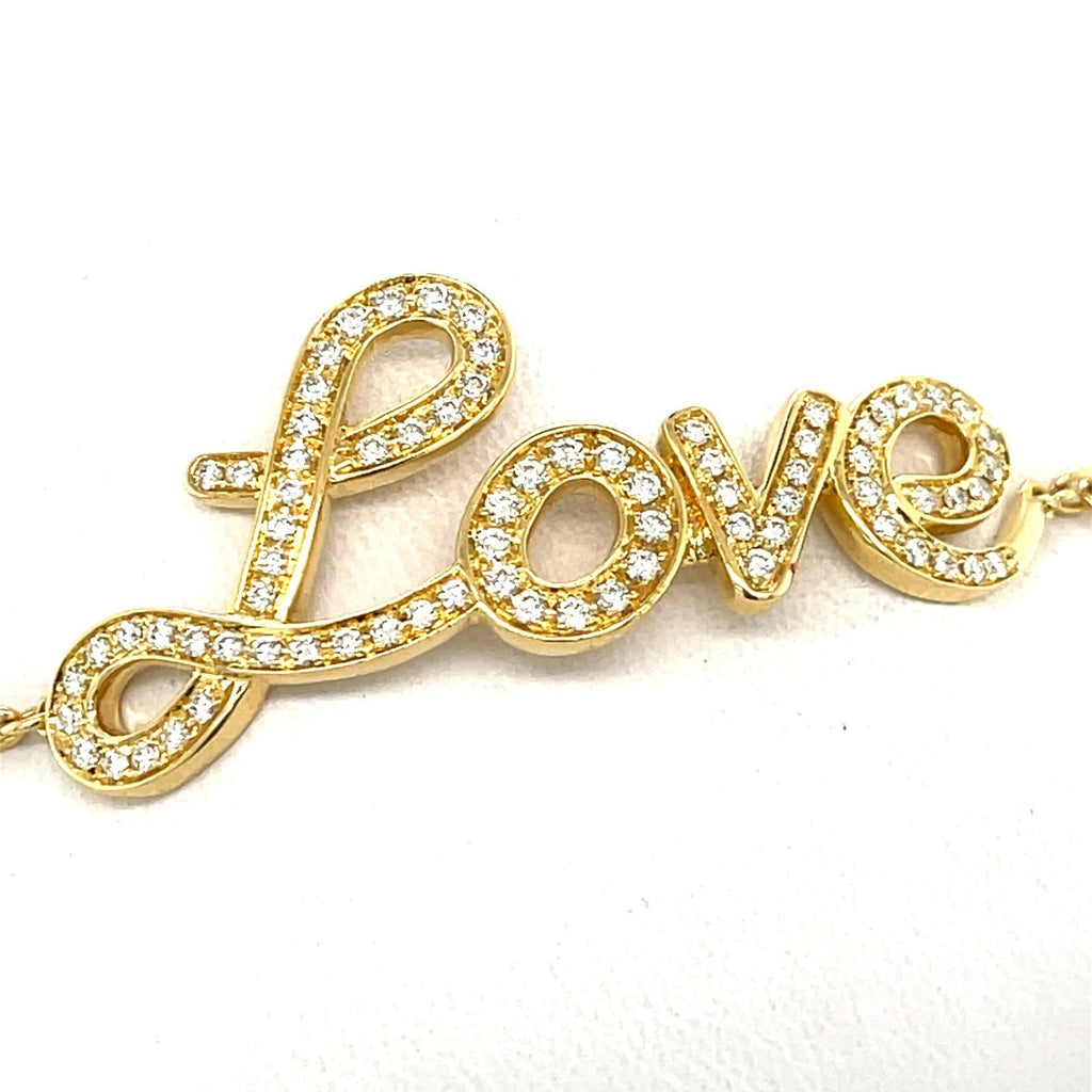 Roberto Casarin 18k Yellow Gold & Diamond Love Chain Bracelet, Size 7"