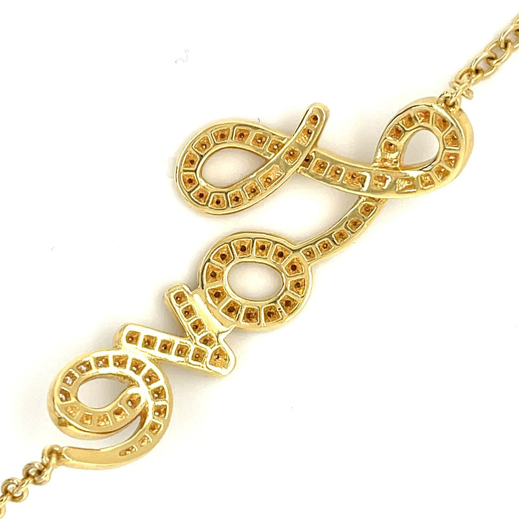Roberto Casarin 18k Yellow Gold & Diamond Love Chain Bracelet, Size 7"