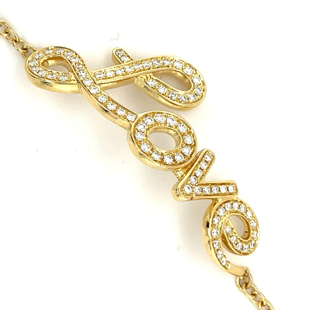 Roberto Casarin 18k Yellow Gold & Diamond Love Chain Bracelet, Size 7"