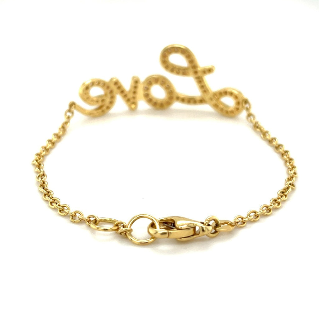 Roberto Casarin 18k Yellow Gold & Diamond Love Chain Bracelet, Size 7"