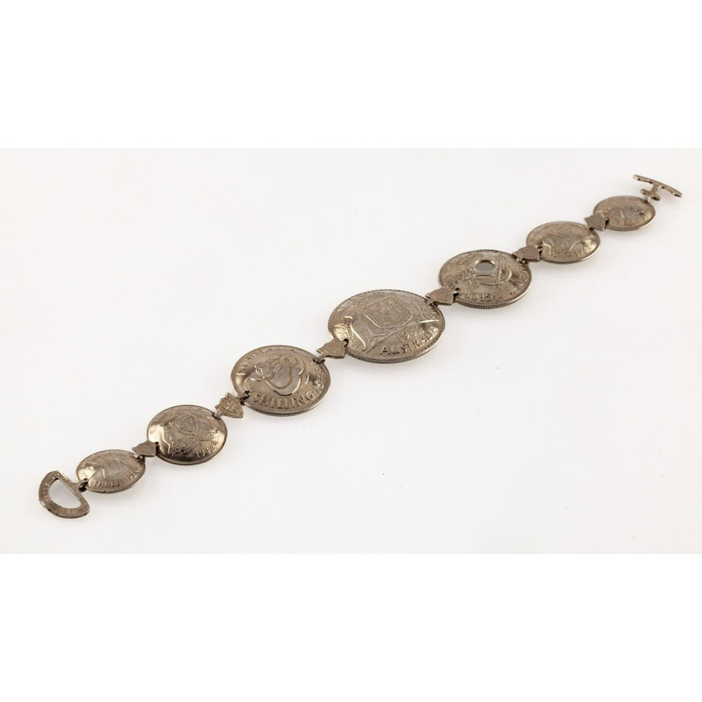 Australia Silver Coin 1940s Custom Bracelet Trench Art 7.5"