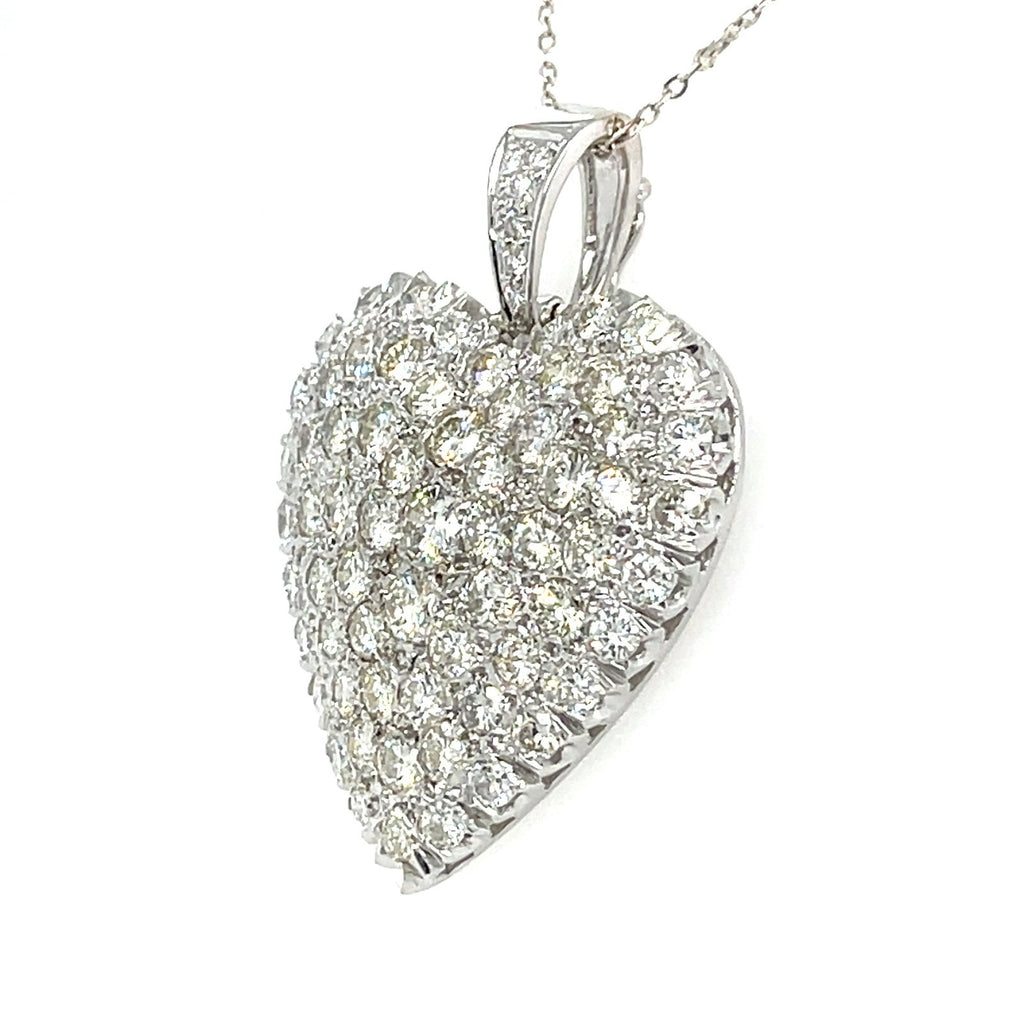 14k White Gold & 5.98ct Diamond Pave Heart Pendant Enhancer, 38mm