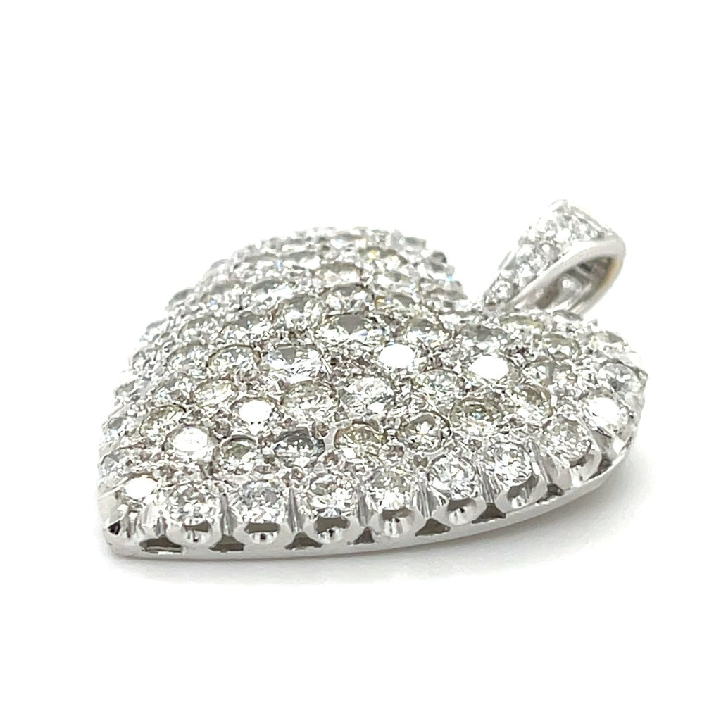 14k White Gold & 5.98ct Diamond Pave Heart Pendant Enhancer, 38mm