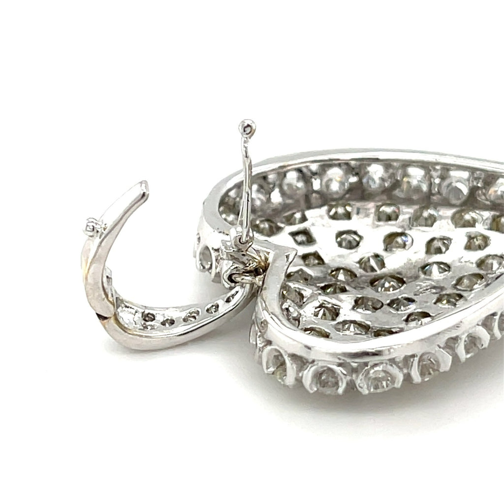 14k White Gold & 5.98ct Diamond Pave Heart Pendant Enhancer, 38mm