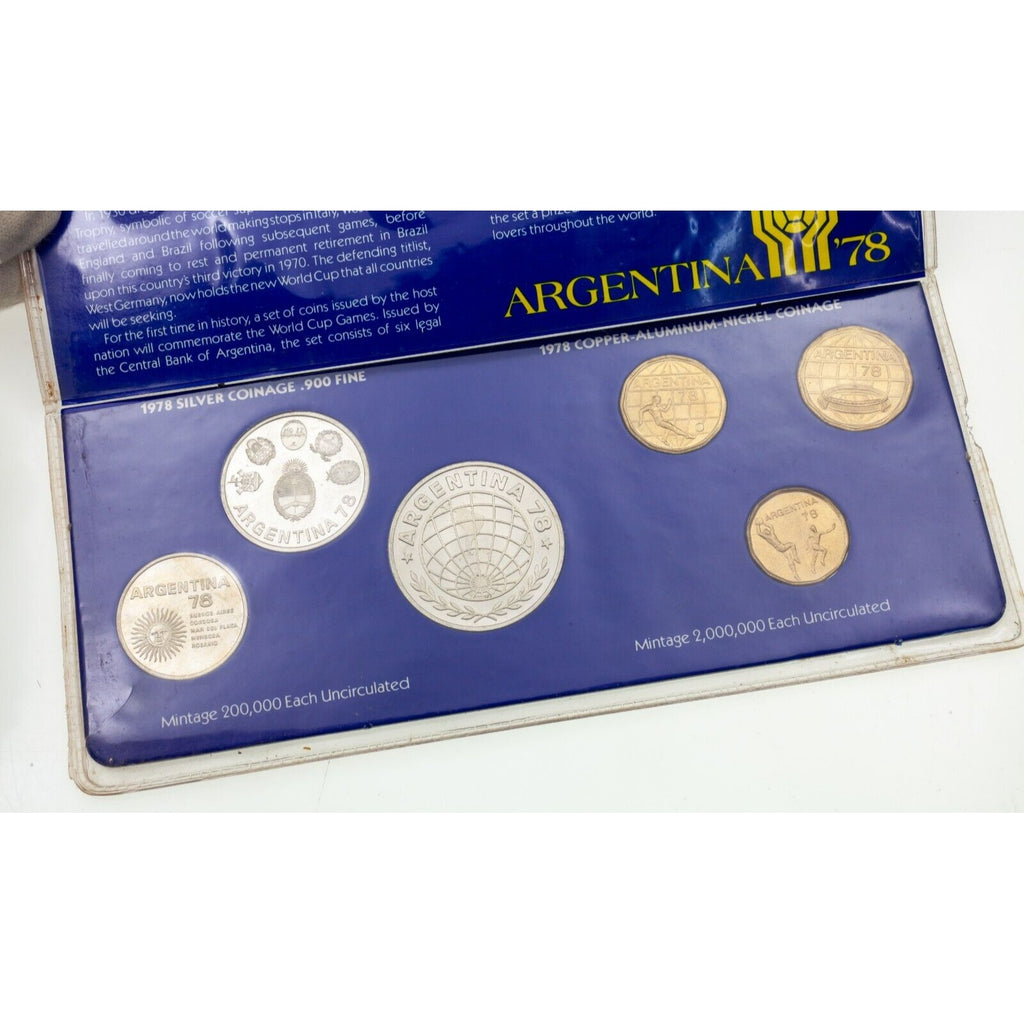 1978 Argentina World Cup Soccer 6 Coin Set 20-3000 Pesos