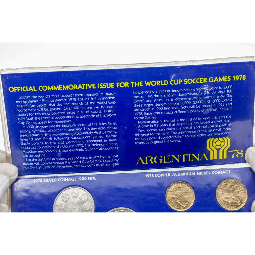 1978 Argentina World Cup Soccer 6 Coin Set 20-3000 Pesos