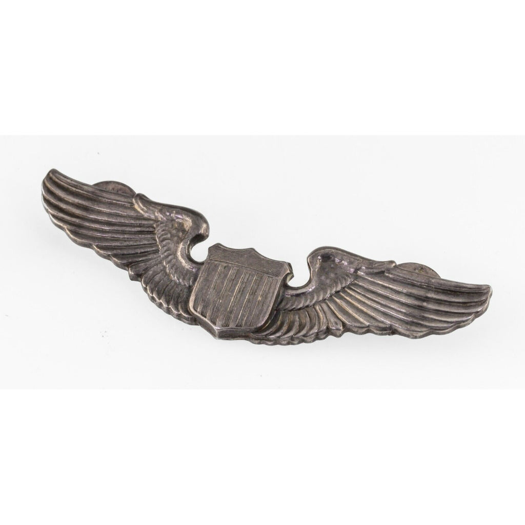 Sterling Silver USAAF Pilot Wings 3" Nice Condition!