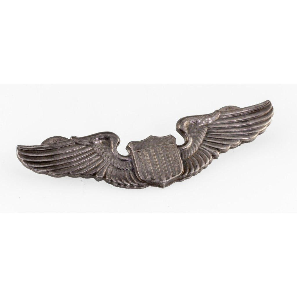 Sterling Silver USAAF Pilot Wings 3" Nice Condition!