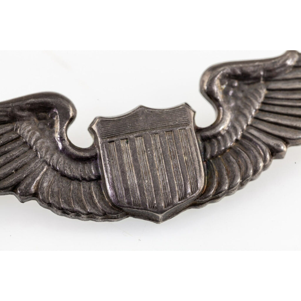 Sterling Silver USAAF Pilot Wings 3" Nice Condition!