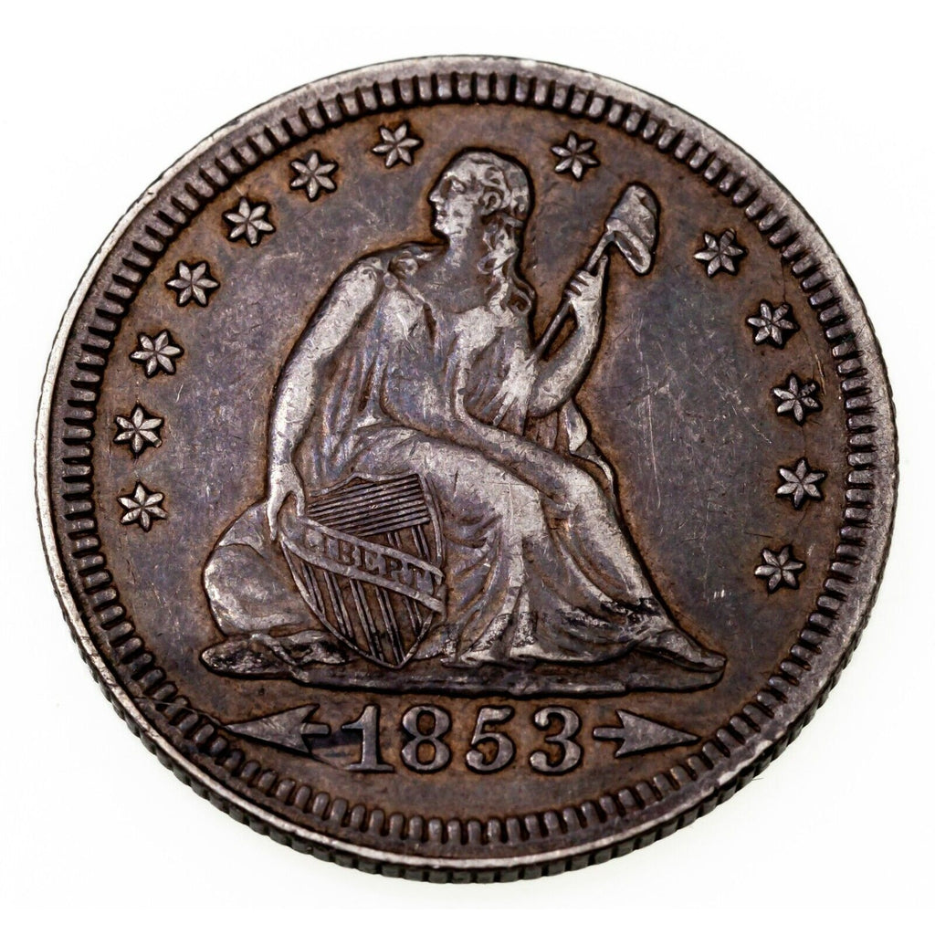 1853 Arrows and Rays 25C Seated Quarter in Extra Fine XF Condition Strong Detail