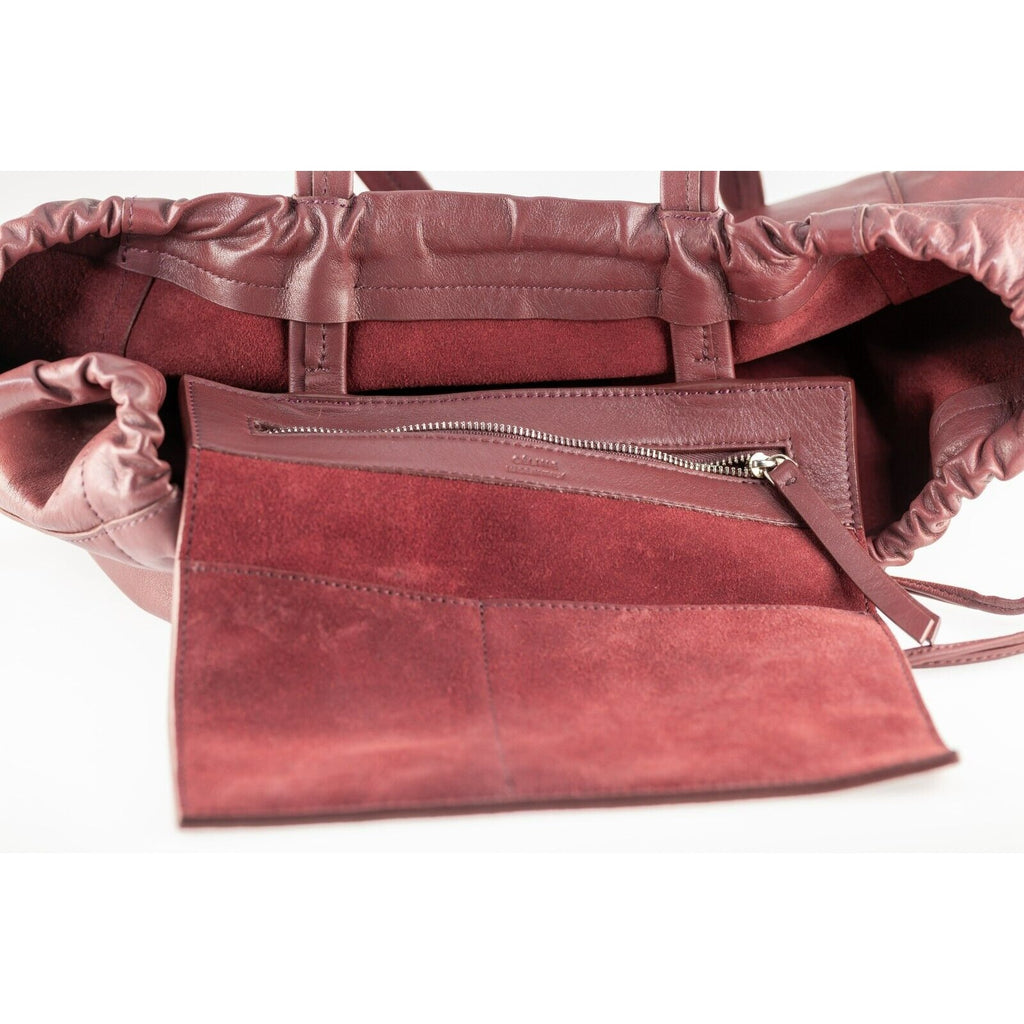 Céline Large Coulisse Shoulder Bag Burgundy Calf Leather Retail $2350 & Dust Bag