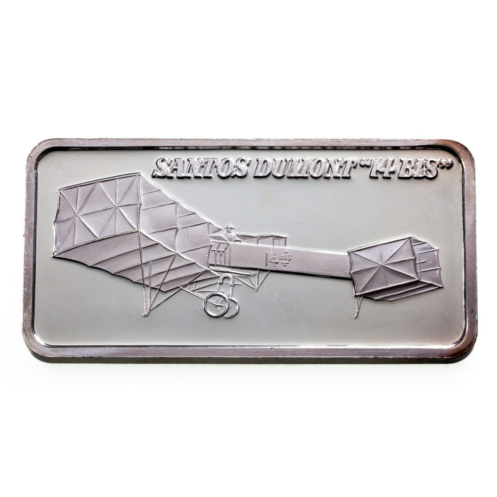 Santos Dumont "14 BIS" - World of Flight Hamilton Mint 1 oz. Silver Art Bar 1974