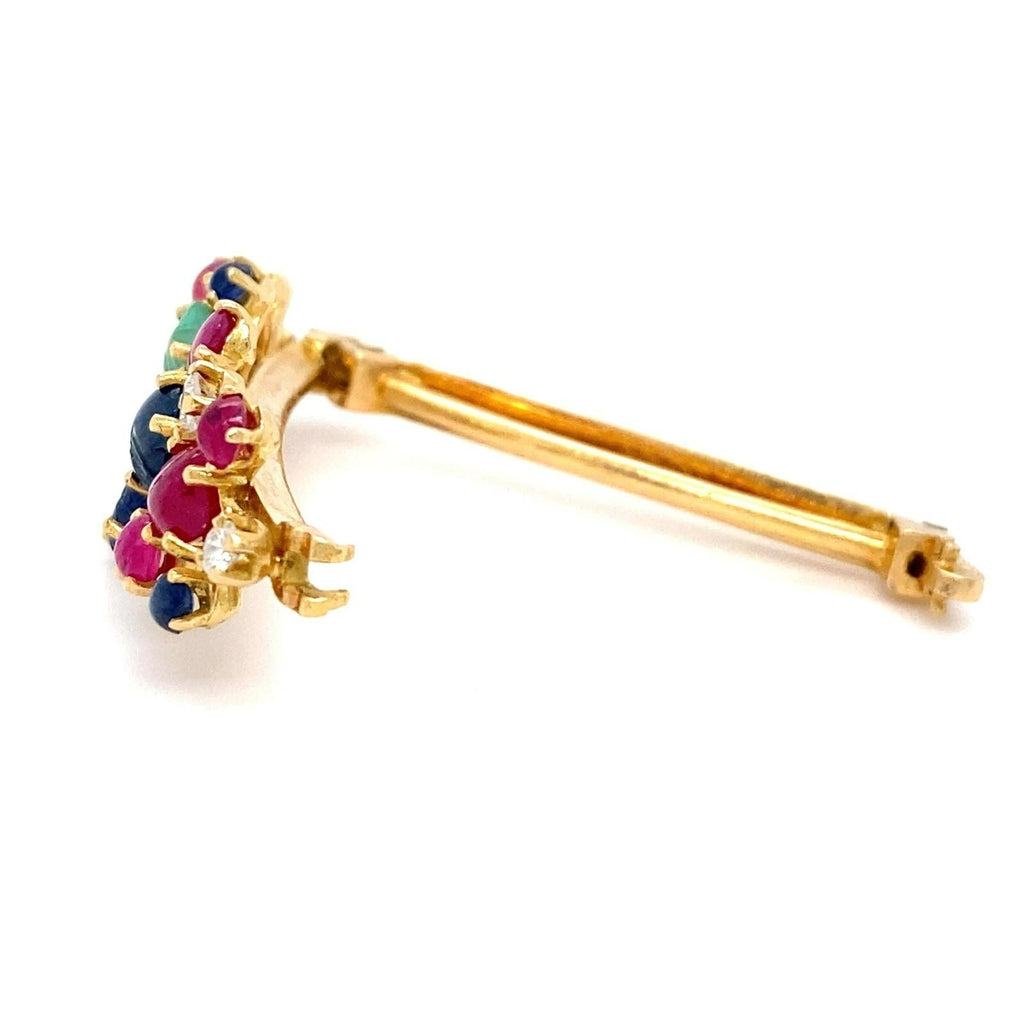 18k Yellow Gold Carved Gemstone and Diamond Tie Clip 1-1/2" 8.60g